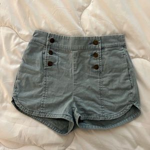 BDG Button Up light wash jean shorts